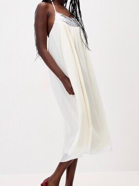 Twik Sequin Off White Halter Dress